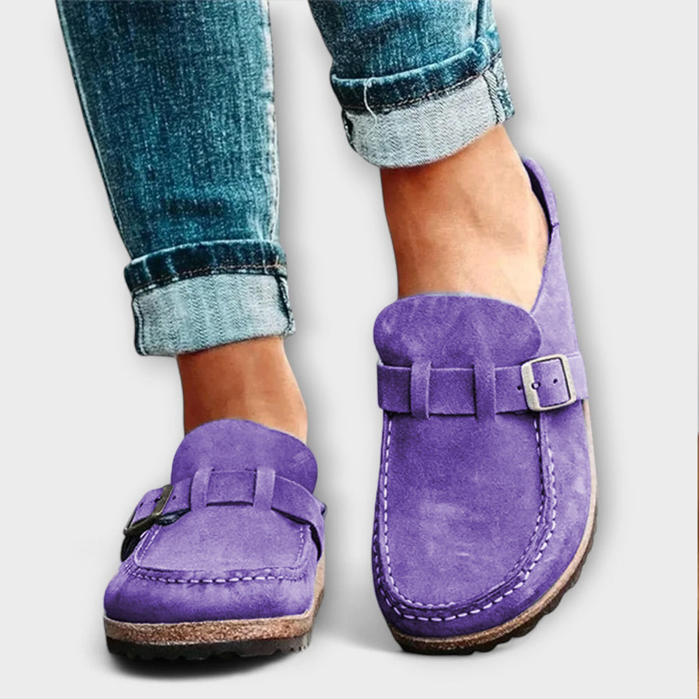 Women's Orthopedic Moccasins with Decorative Buckle