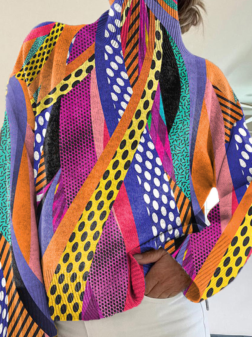Brianna | Colorful Abstract Turtleneck Sweater