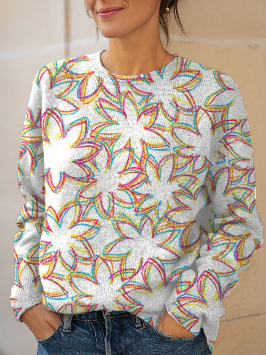 Bea | Rainbow Floral Embroidered Sweater