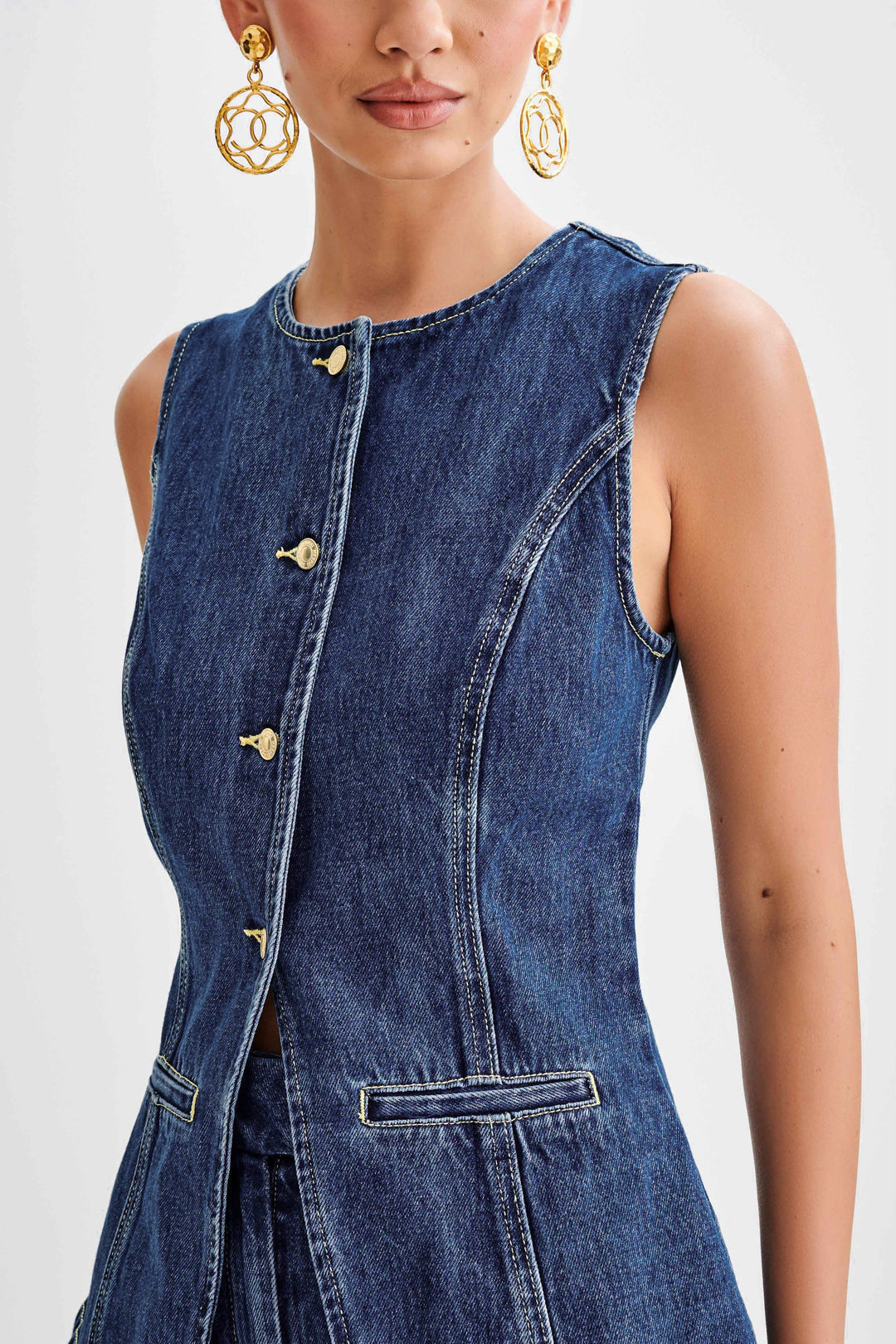 Liora | Chic Denim Vest & Shorts Co-Ord Set