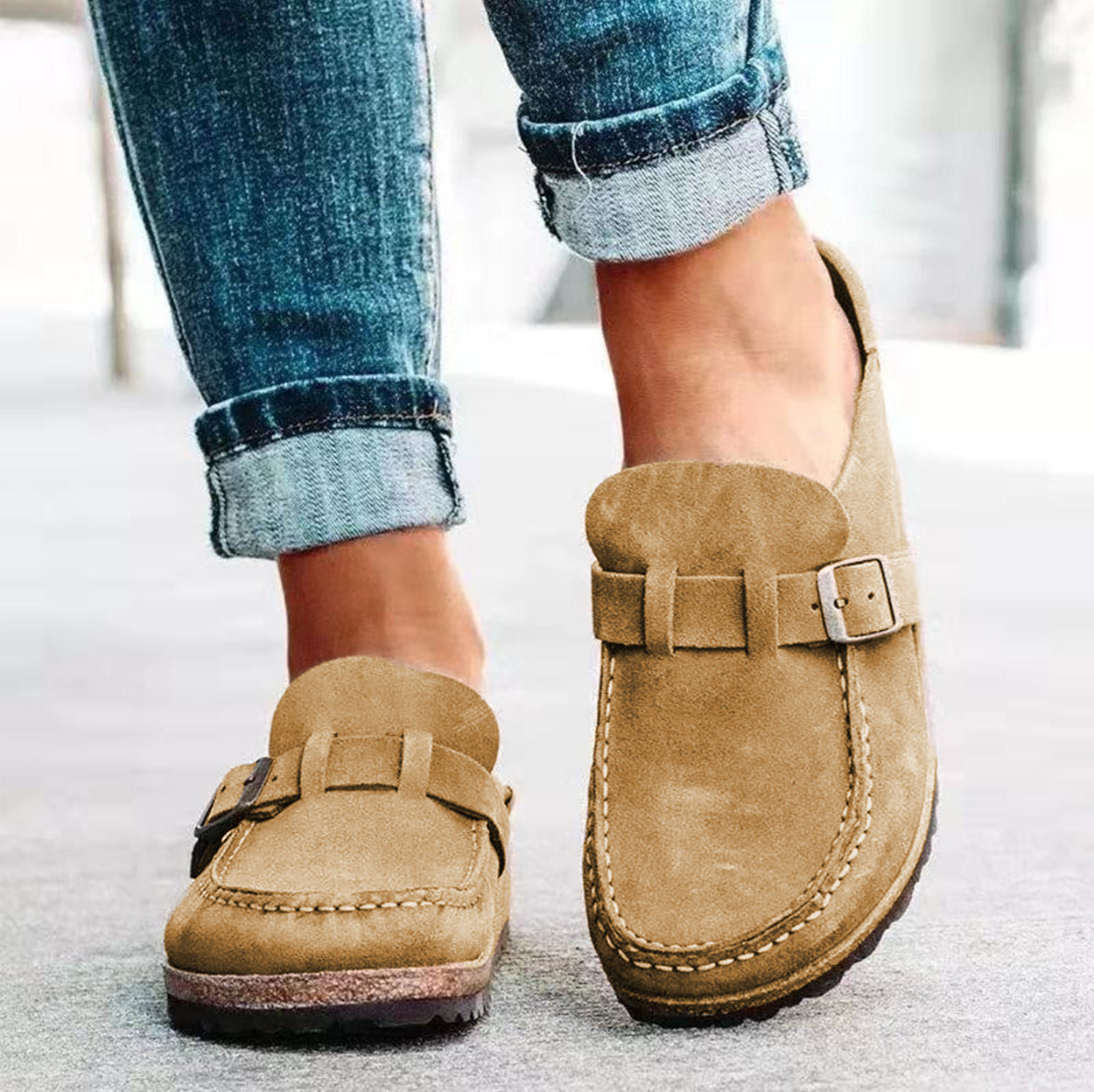 Women's Orthopedic Moccasins with Decorative Buckle