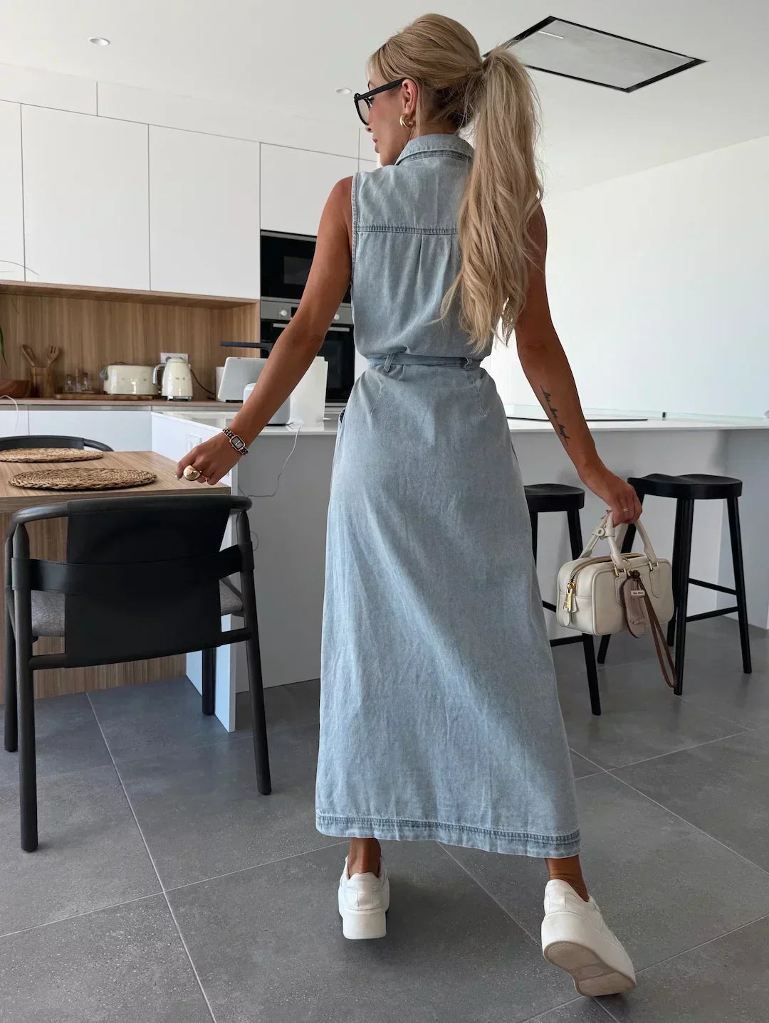 Cressida | Elegant & Flowy Denim Maxi Dress
