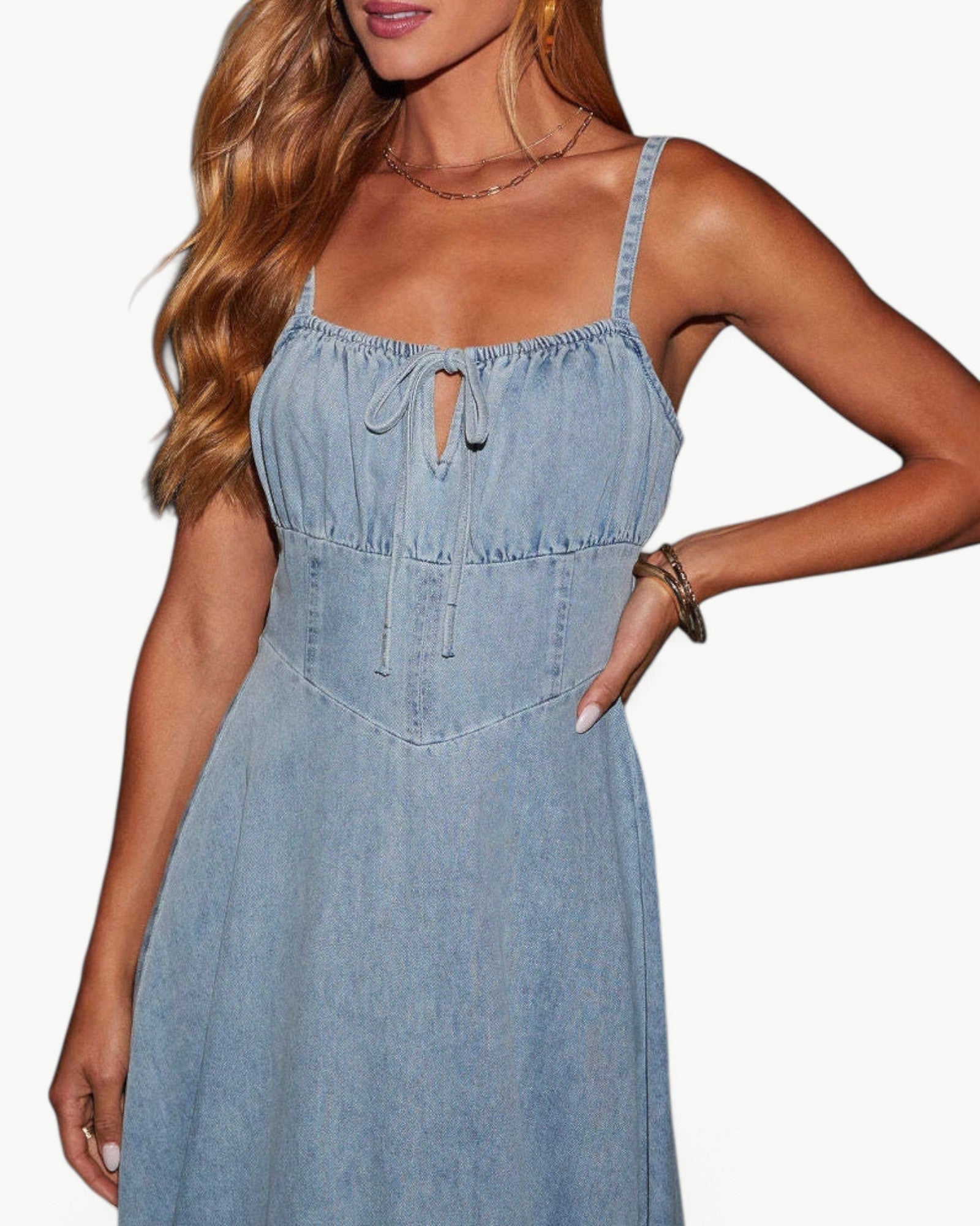 Ursa | Classic & Feminine Denim Midi Dress