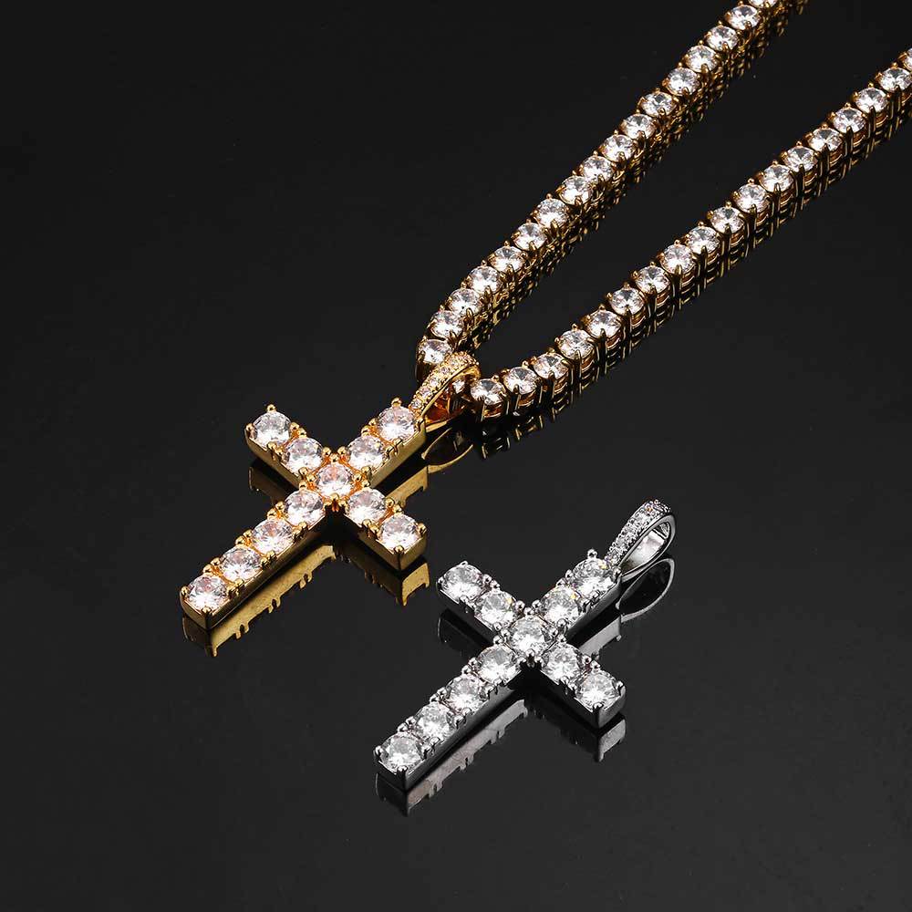 Moissanite cross necklace | Gold