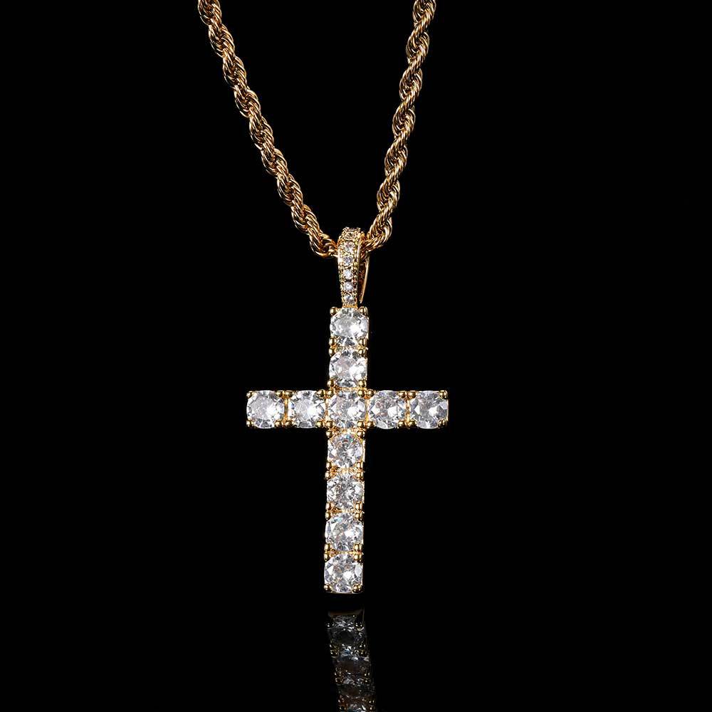 Moissanite cross necklace | Gold