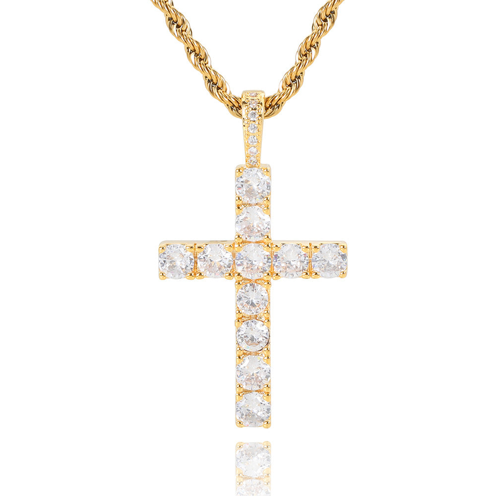 Moissanite cross necklace | Gold