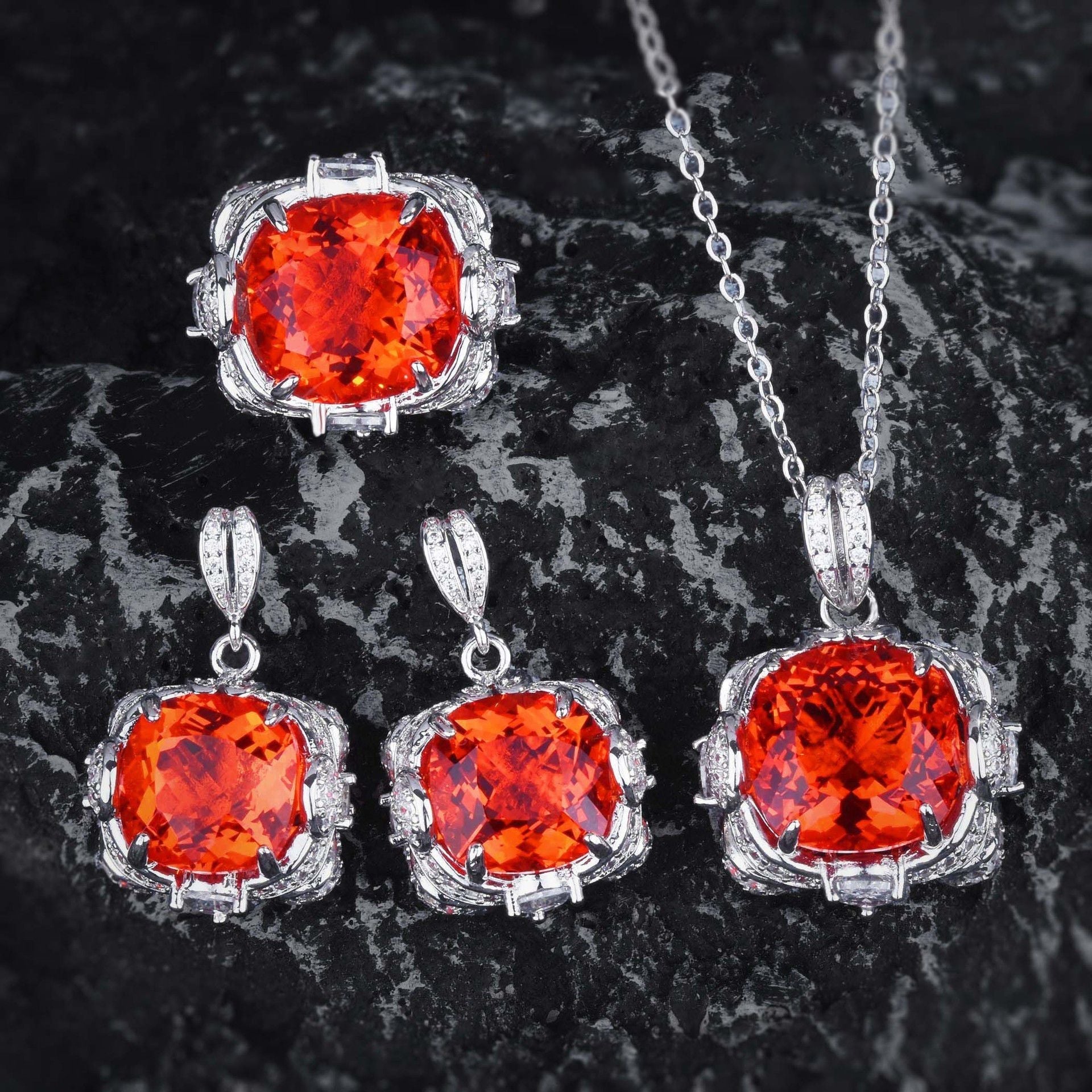 Velora Thandrelle Orange Set | White Gold