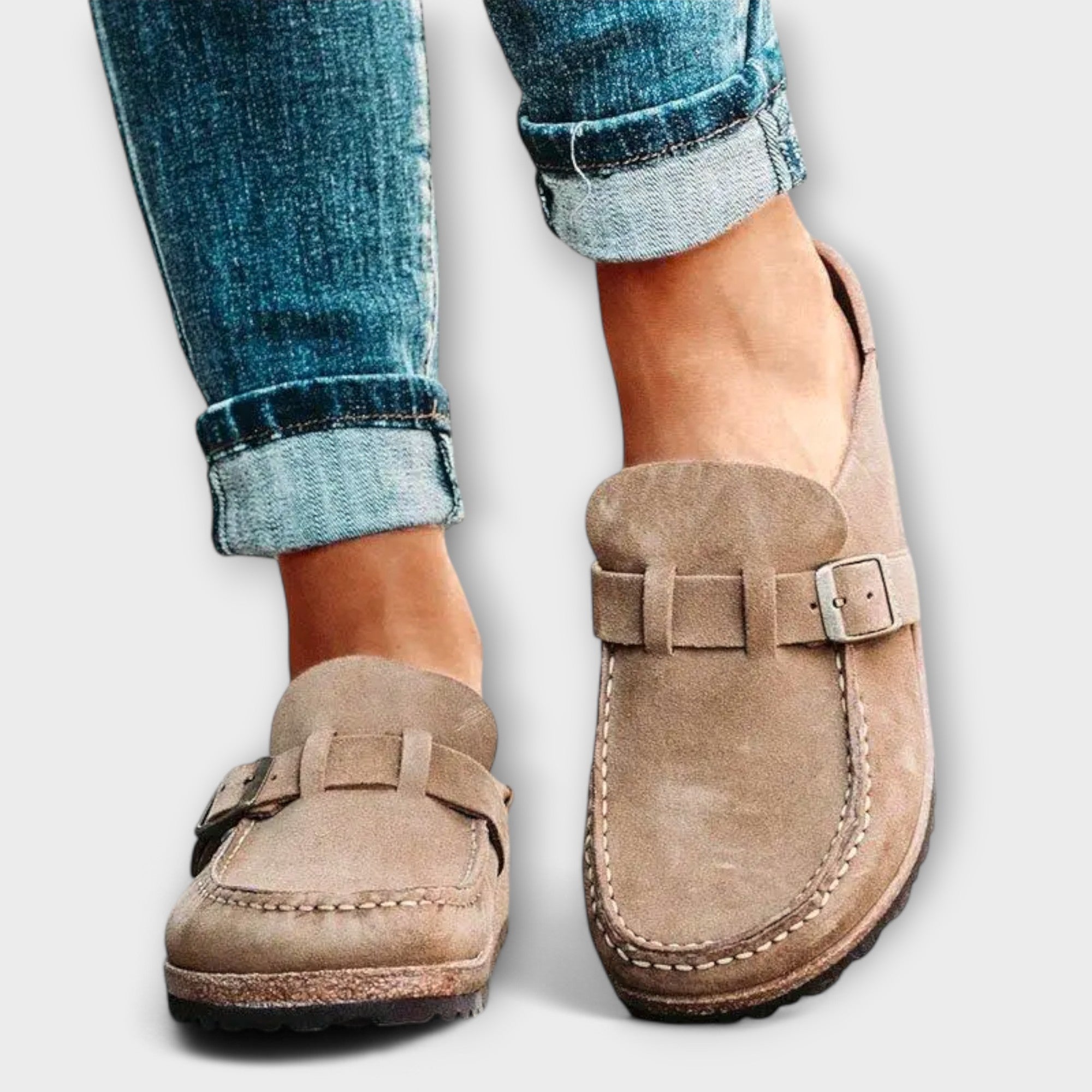 Women's Orthopedic Moccasins with Decorative Buckle