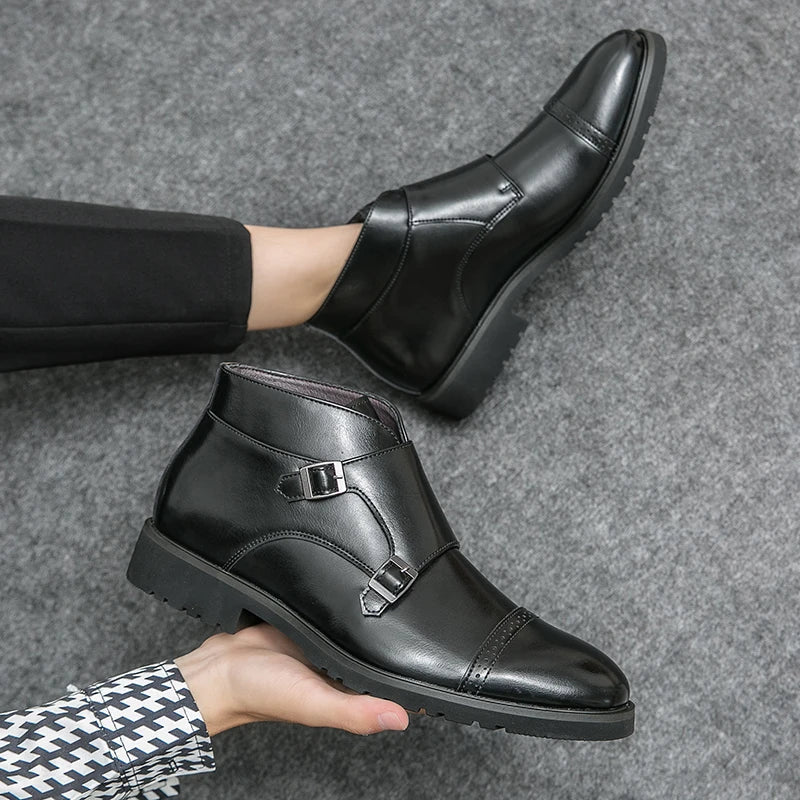 Parker | Faux leather Double Monk Strap Boots