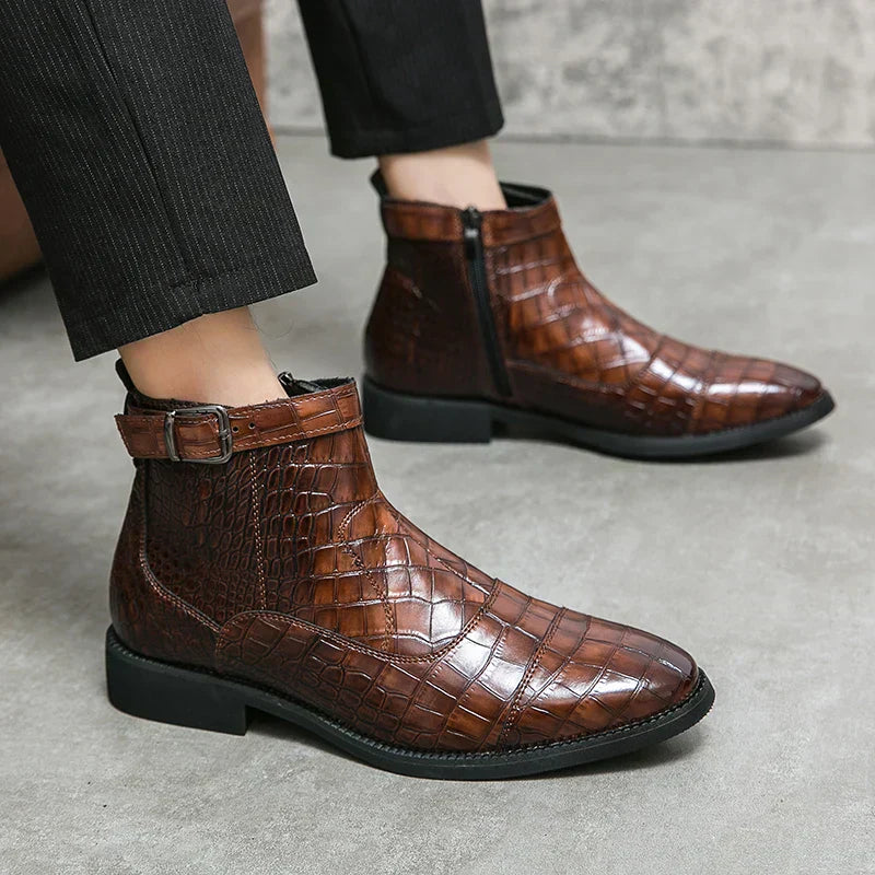 Dylan | Ankle boots with buckle made of faux leather