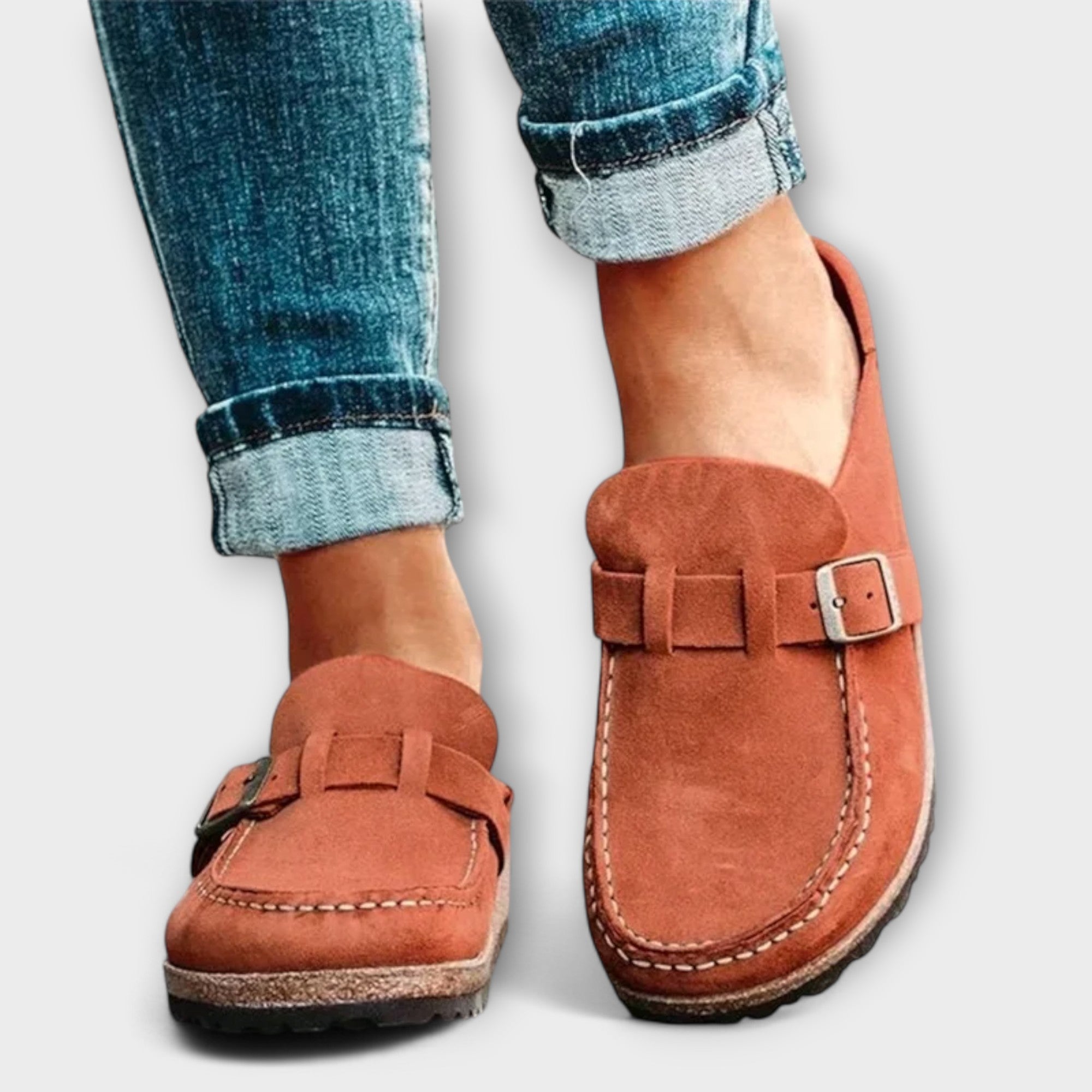 Women's Orthopedic Moccasins with Decorative Buckle