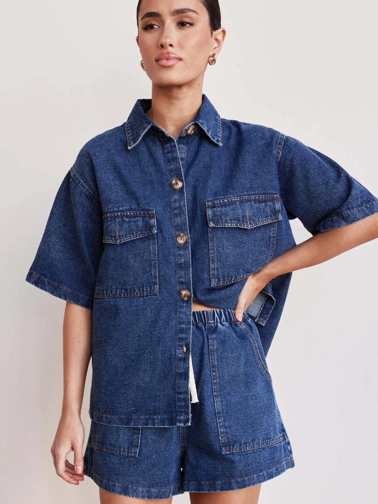 Yvaine | Vintage-Inspired Denim Blazer & Pants Set