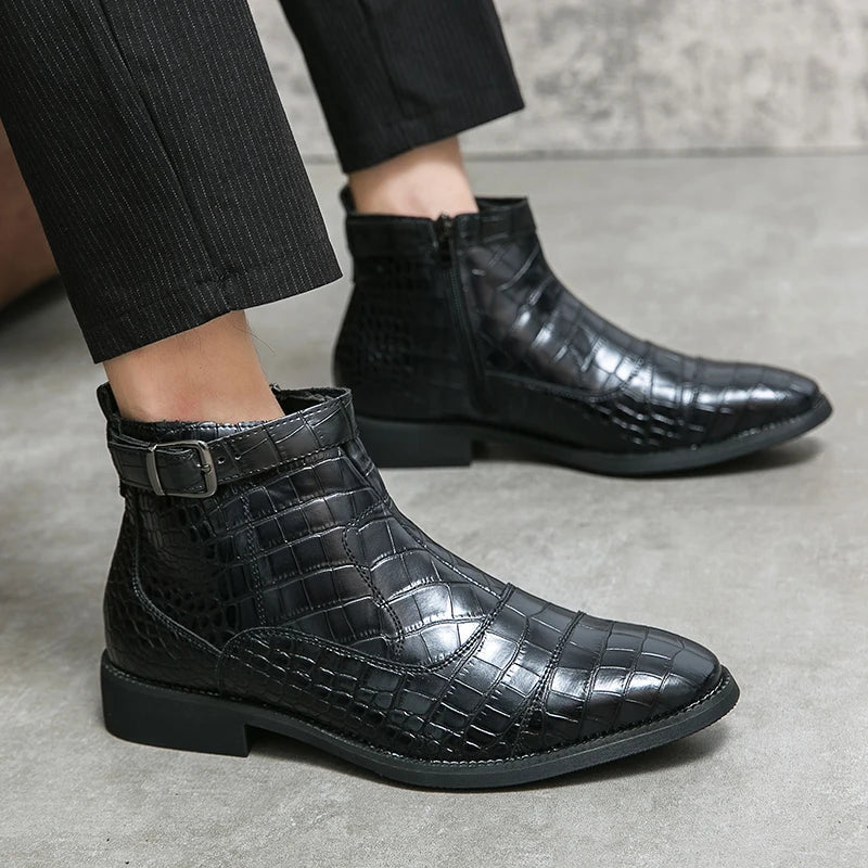 Dylan | Ankle boots with buckle made of faux leather