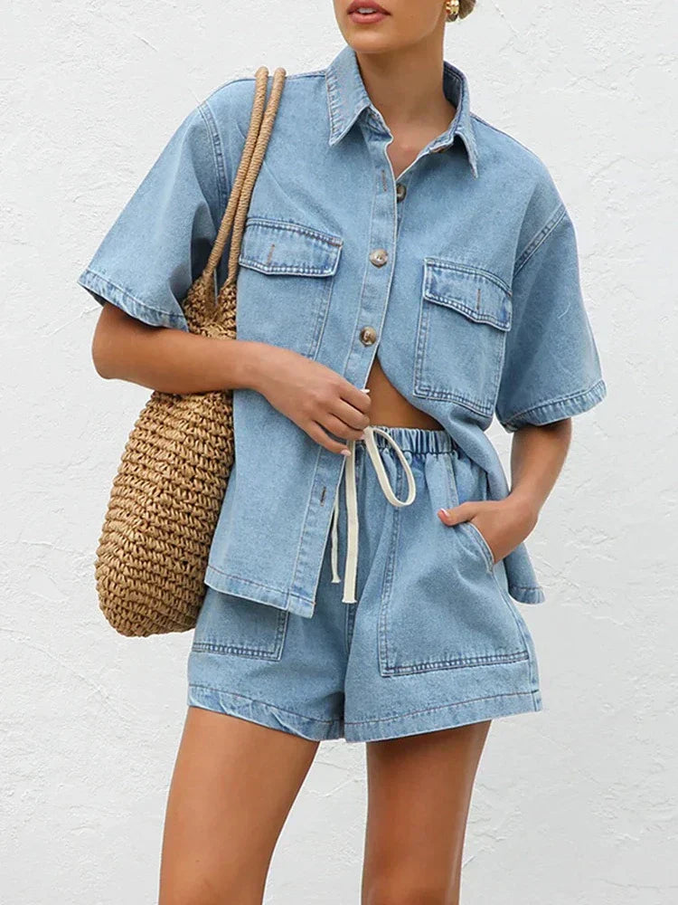 Yvaine | Vintage-Inspired Denim Blazer & Pants Set