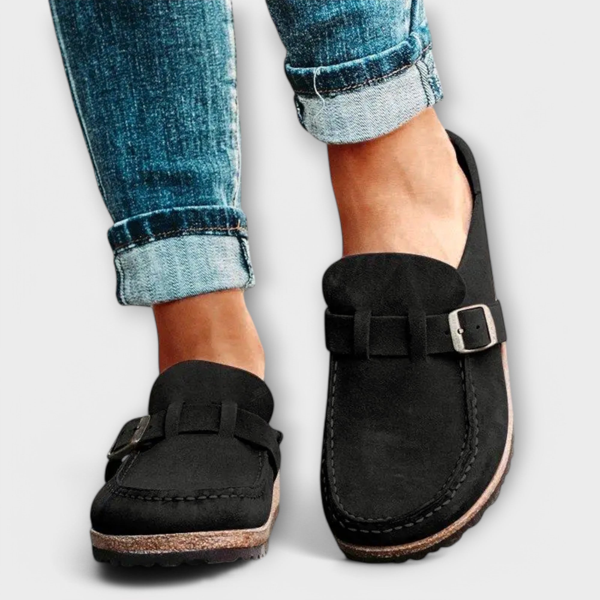 Women's Orthopedic Moccasins with Decorative Buckle
