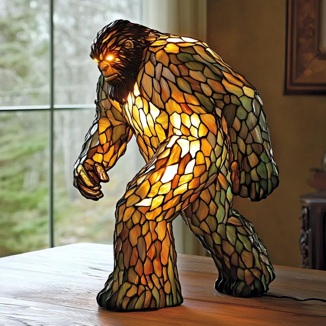 Stained Glass Bigfoot Lamp