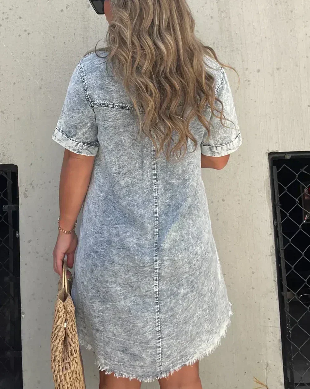 Yara | Trendy Button-Up Denim Shirt Dress