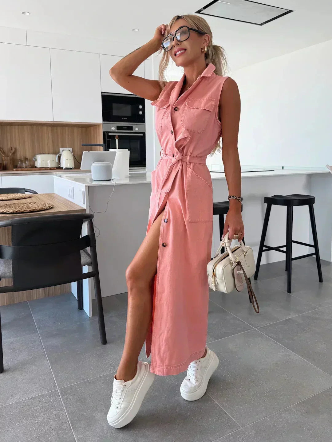 Cressida | Elegant & Flowy Denim Maxi Dress
