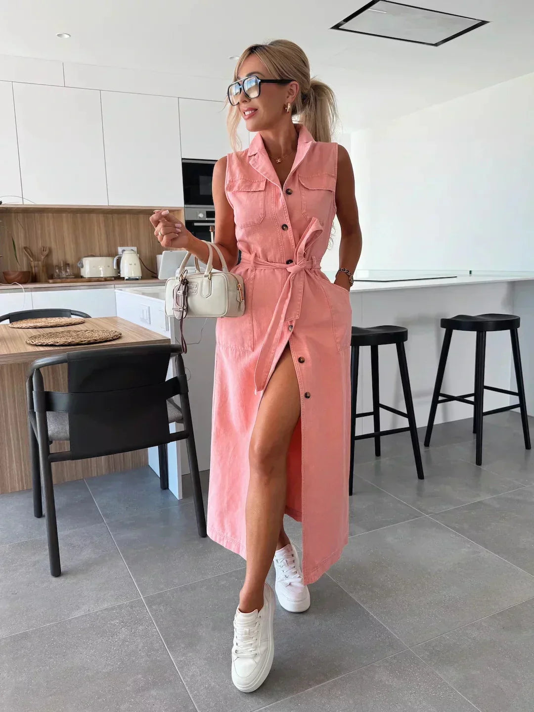 Cressida | Elegant & Flowy Denim Maxi Dress