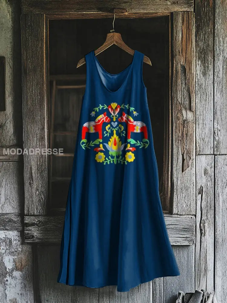 Women's Sweden Dala Horses Printed Dress