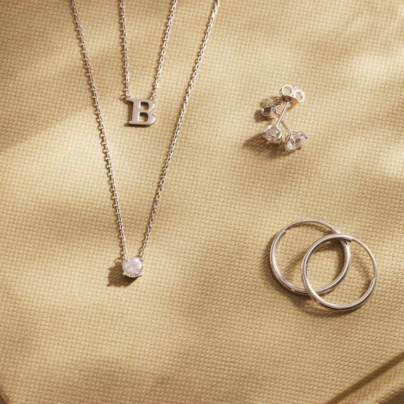 Cléa Moissanite Stone Necklace | White Gold